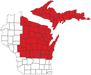 Map of Conger's Service Area in Wisconsin