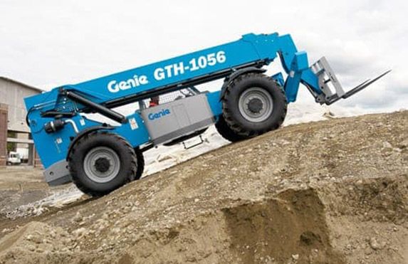 genie gth-1056 telehandler on slope