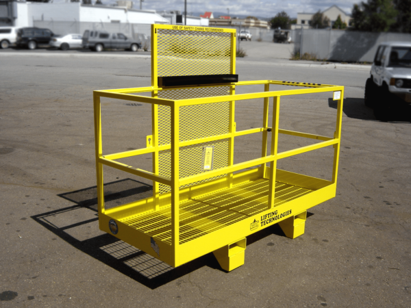 A basket made for lifting personnel on a forklift's forks