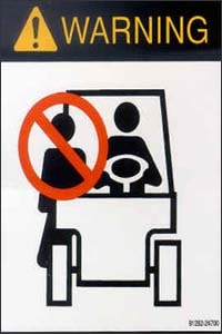 A sign indicating the passengers aren't allowed on the vehicle