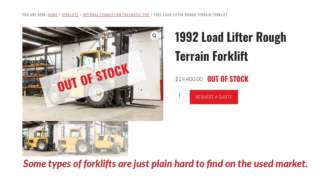Some types of forklifts are just plain hard to find on the used market.