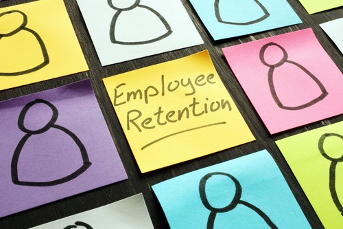 "Employee retention" written on a sticky note