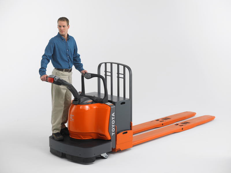 Toyota End-Controlled Rider Pallet Jack Product Photo Person Riding