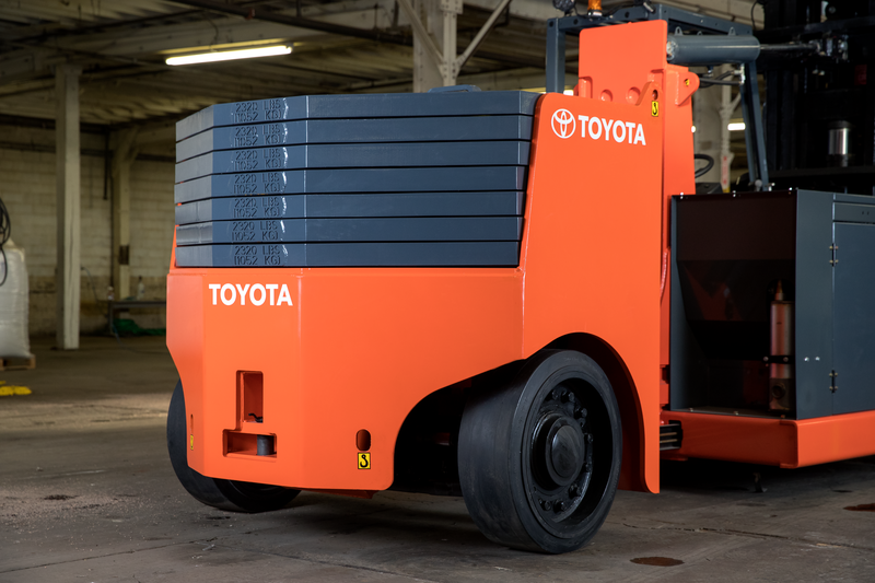 Toyota High-Capacity Adjustable Wheelbase Forklift Close Up Weights