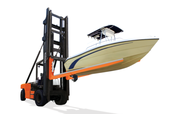Toyota High-Capacity Marin Forklift Product Photo with Boat