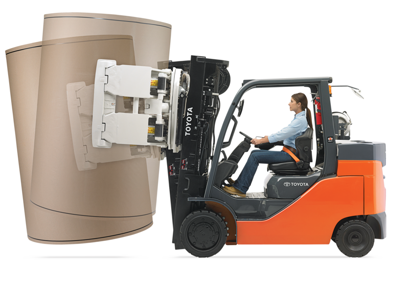 Toyota Paper Roll Special Forklift Product Photo Side with Paper Roll