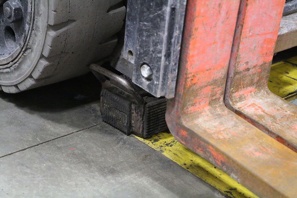 blocks under forklift