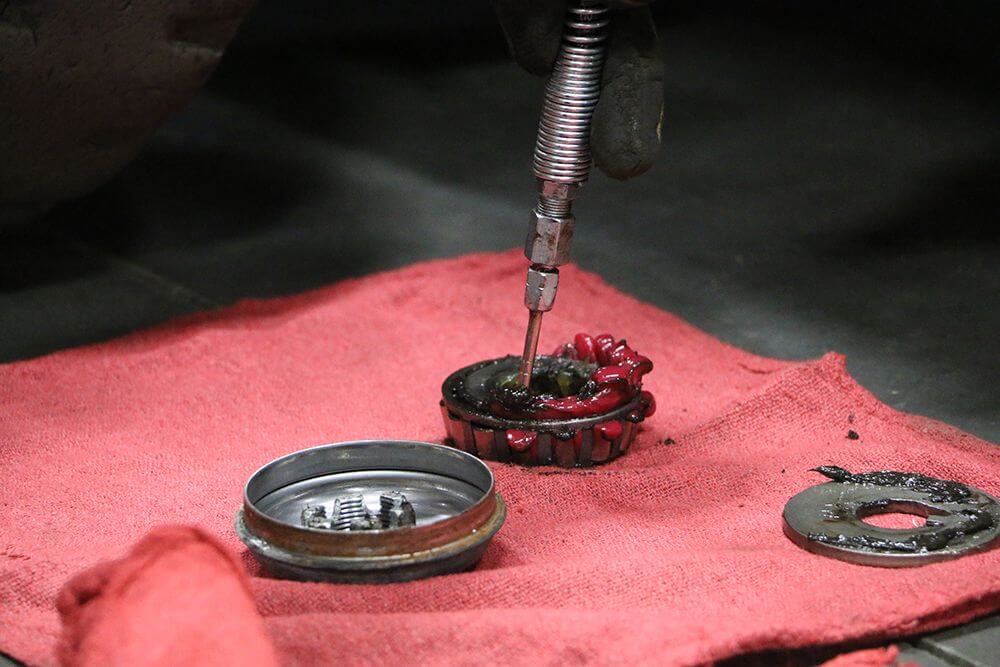 greasing bearings from cushion tire