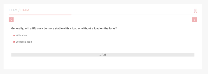 Forklift Operator Exam Screenshot