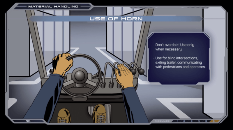 Online Forklift Operator Training Use of Horn Screenshot