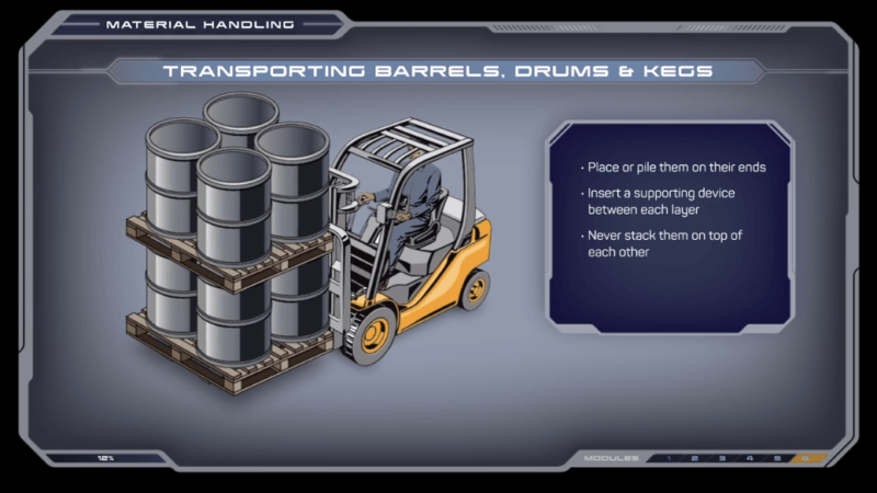 Online Forklift Operator Training Transporting a Load Screenshot