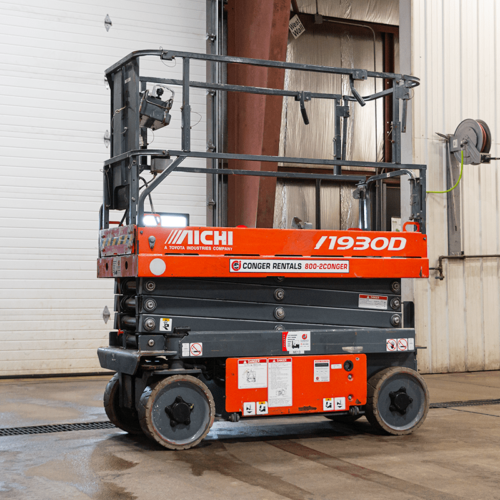 Aichi SV1930D scissor lift front angle