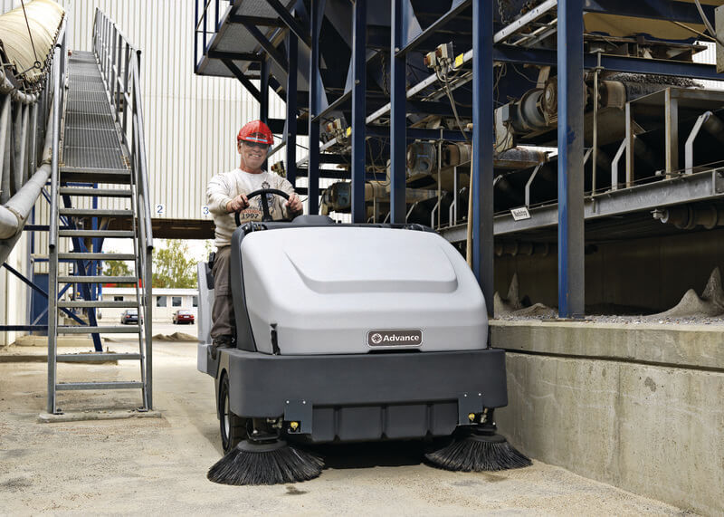 Advance Proterra sweeper in concrete facility