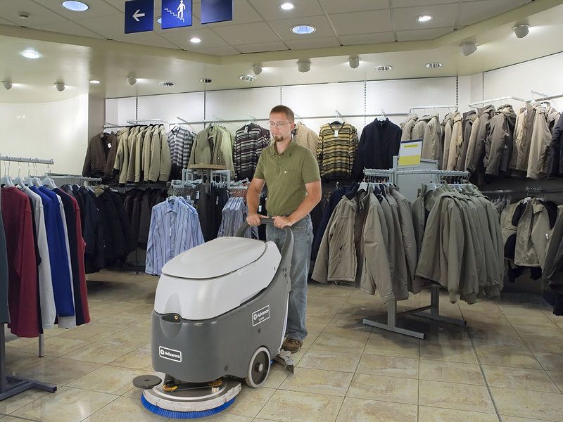 Advance SC450 scrubber in clothing store
