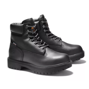 Black Timberland steel toe work boots