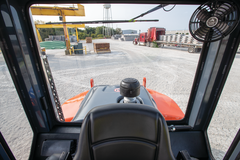 Toyota High-Capacity Core IC Pneumatic Forklift Close Up Cabin View Back