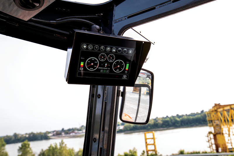 Toyota High-Capacity Core IC Pneumatic Forklift Close Up Monitor