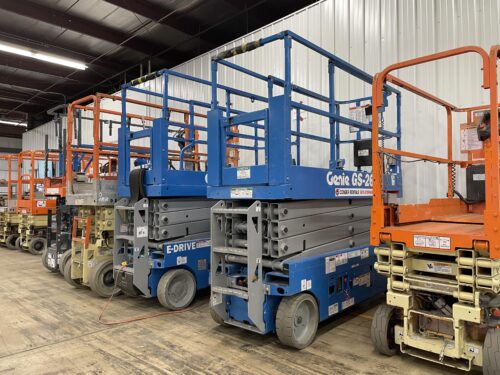 JLG and Genie Lift Scissor Lift Rentals in a line