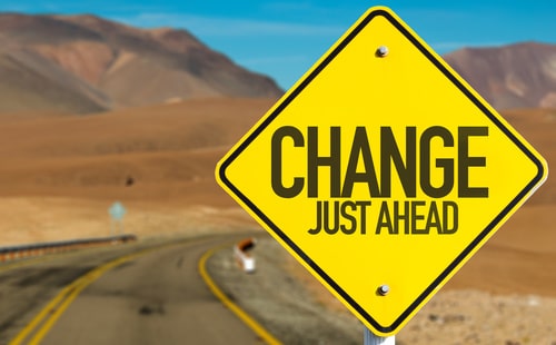 Road sign reading "Change Just Ahead"