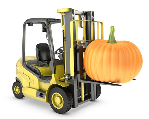 Forklift lifting a pumpkin