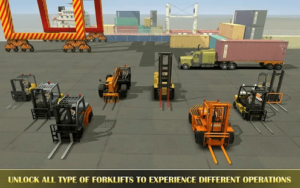 Several types of forklifts displayed