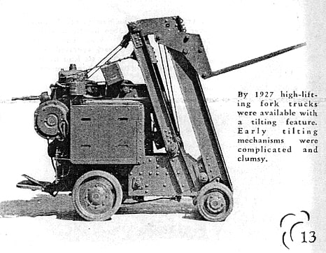 A tilting mast forklift from circa 1927