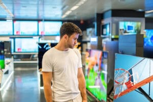 Male customer in electronics store