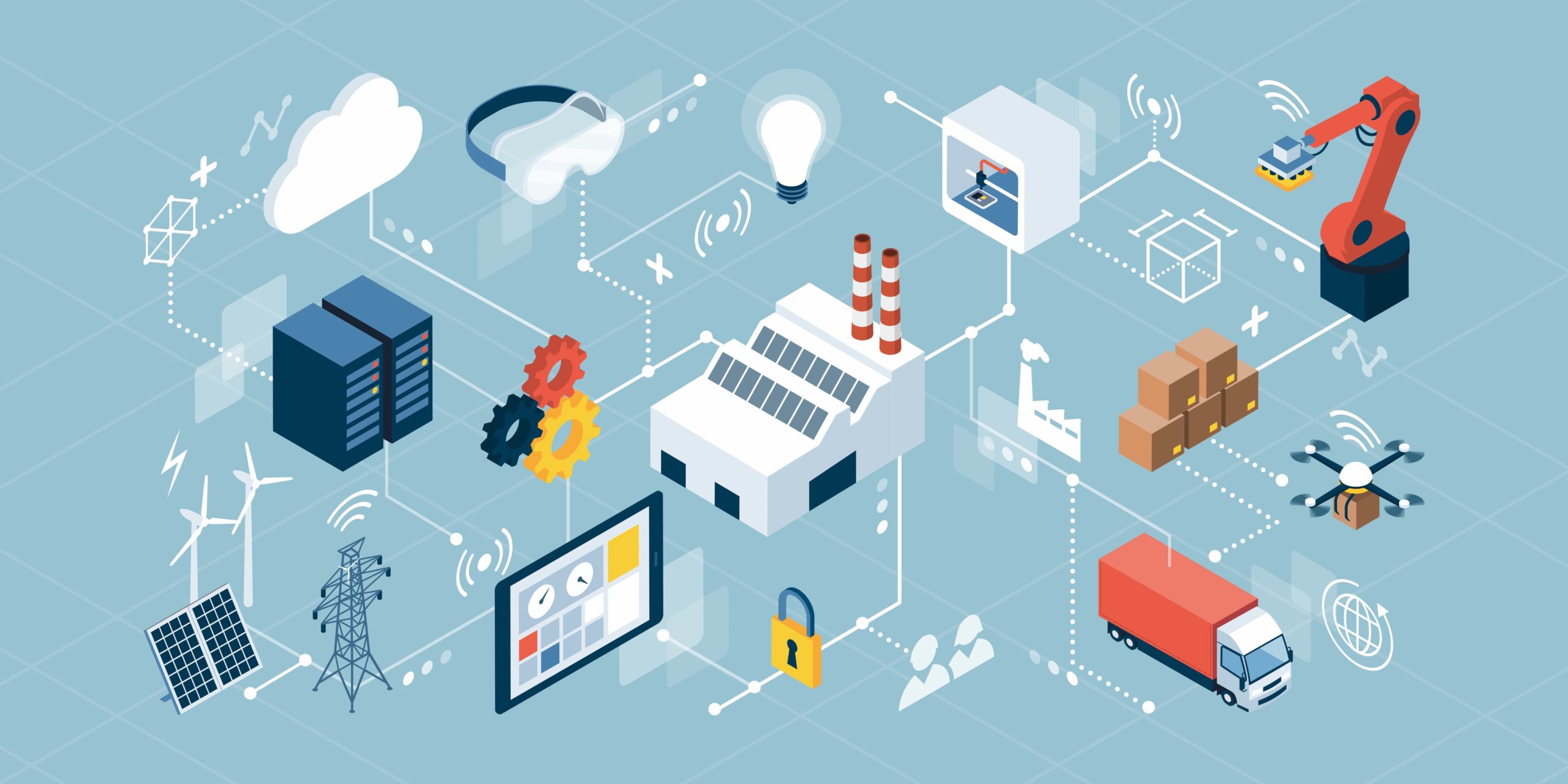 An overview of the systems involved in the Industrial Internet of Things (IIoT)