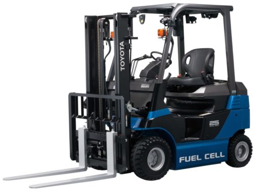A Toyota FCHV-F fuel cell forklift prototype