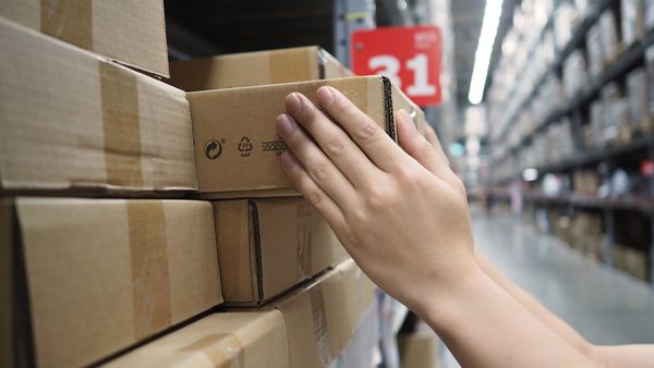 A warehouse worker fulfilling an order