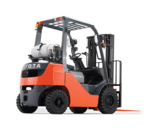 A Toyota 8-series internal combusion pneumatic forklift