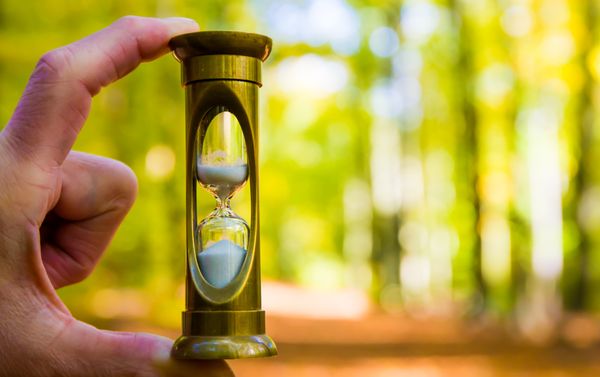 An hourglass filled with sand