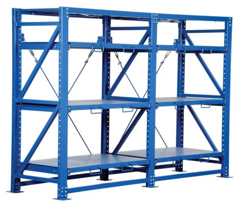 A product image of heavy-duty shelving from Vestil