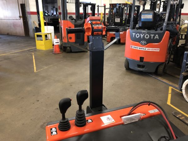 Controls on a counterbalanced stacker truck