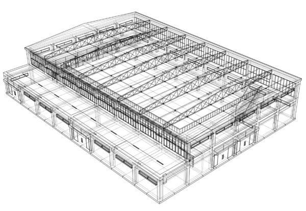 A 3D warehouse design sketch