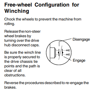 Genie's instructions for how to winch a boom lift