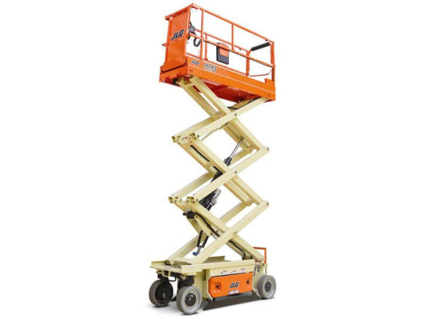 A JLG 20-foot electric scissor lift