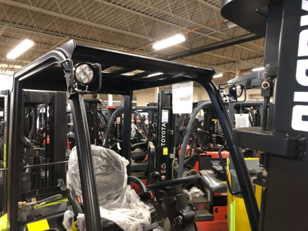 forklift-headlights A CLARK internal combustion forklift outfitted with headlights