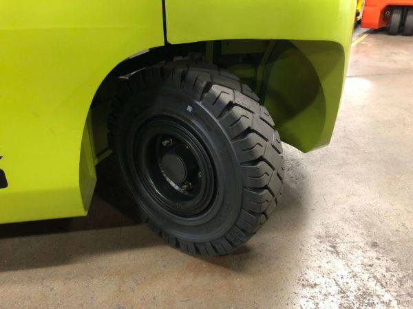 The steer wheel on a CLARK propane forklift