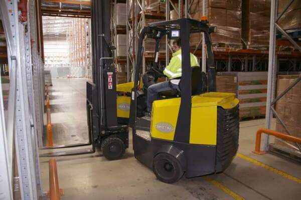 aislemaster-articulating-forklift An Aislemaster articulating forklift