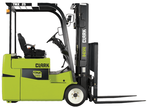 A CLARK TMX 3-wheel electric forklift