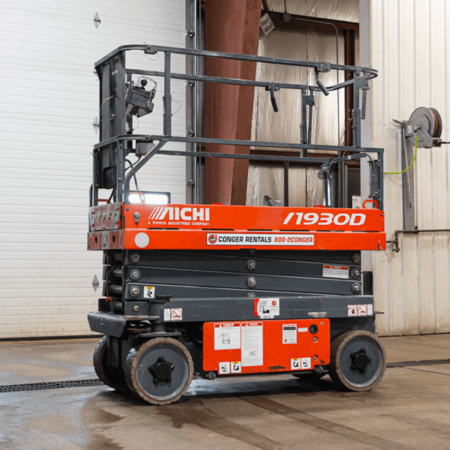 An AICHI 19-foot scissor lift