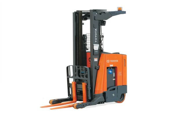 A Toyota 9-series reach truck forklift