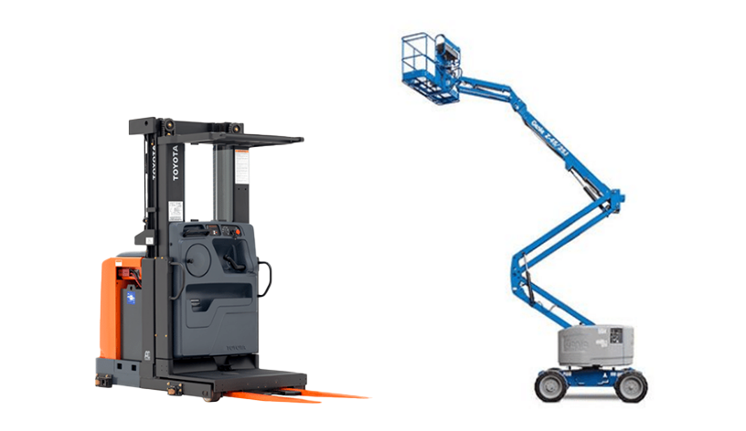 A Toyota 8-series order picker and genie z-45