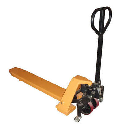 A Vestil single-fork pallet jack