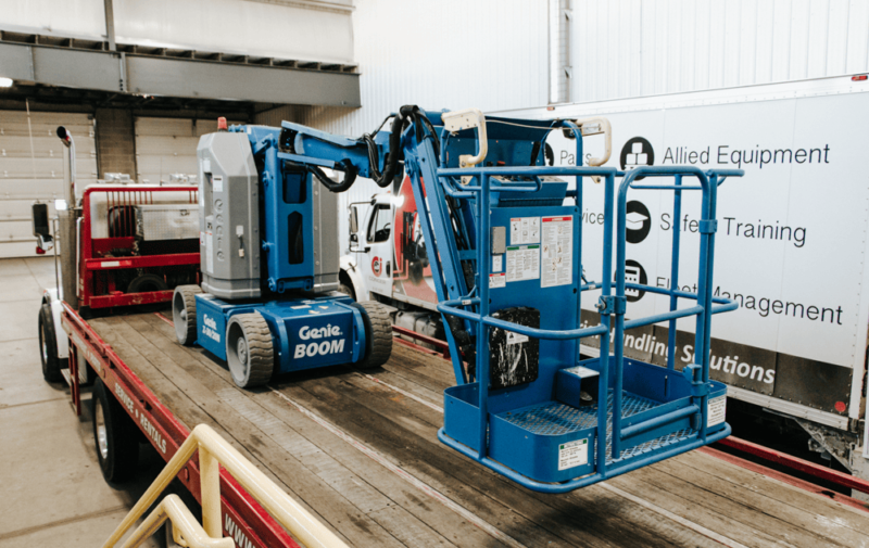 Genie Boom lift rental on flat bed truck