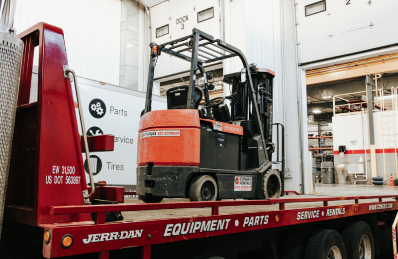 Forklift Rental on flat bed truck