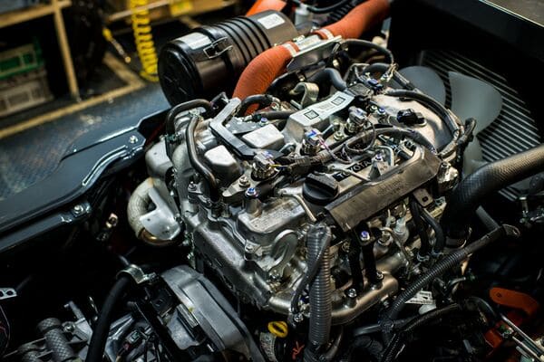 The engine of a Toyota internal combustion forklift