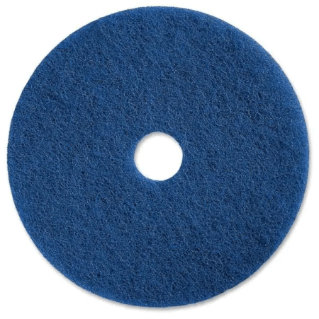 A blue floor scrubber pad