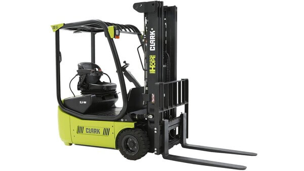 A Clark 3-wheel electric forklift